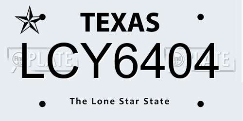 LCY6404 Texas License Plate