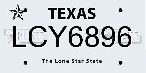 LCY6896 Texas License Plate