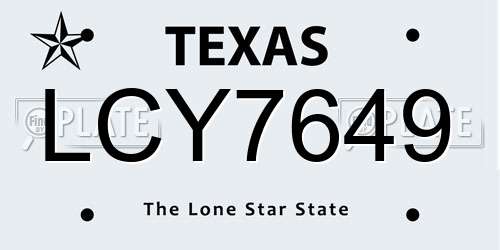 LCY7649 Texas License Plate