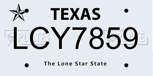 LCY7859 Texas License Plate