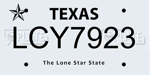 LCY7923 Texas License Plate