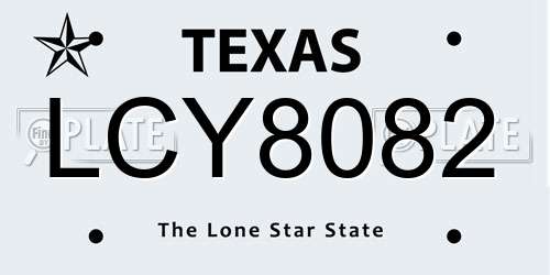 LCY8082 Texas License Plate