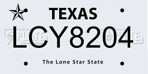 LCY8204 Texas License Plate
