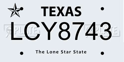 LCY8743 Texas License Plate
