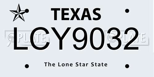 LCY9032 Texas License Plate