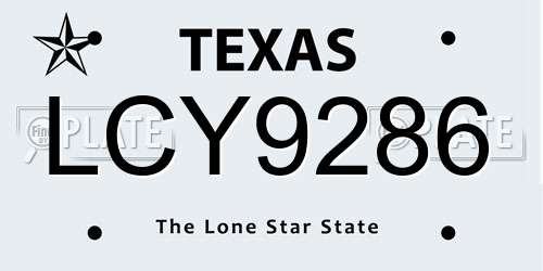LCY9286 Texas License Plate