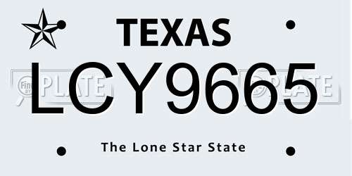 LCY9665 Texas License Plate