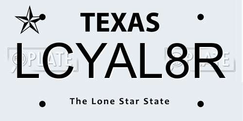 LCYAL8R Texas License Plate