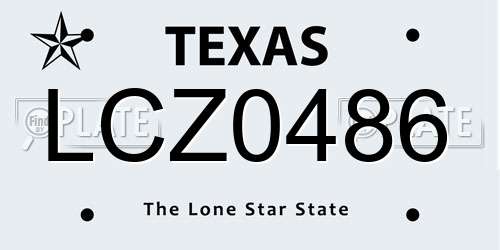 LCZ0486 Texas License Plate