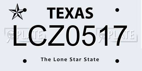LCZ0517 Texas License Plate