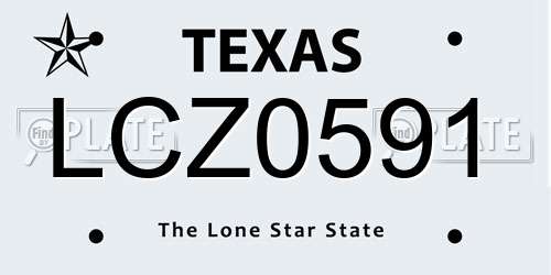 LCZ0591 Texas License Plate