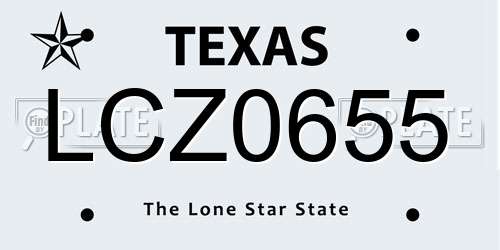 LCZ0655 Texas License Plate