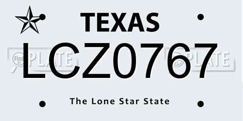 LCZ0767 Texas License Plate