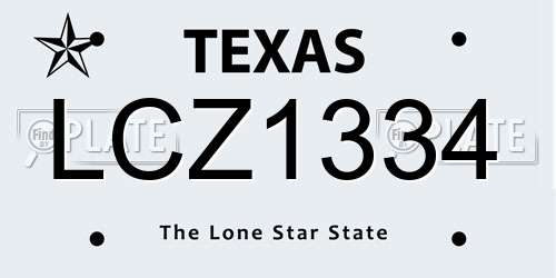 LCZ1334 Texas License Plate