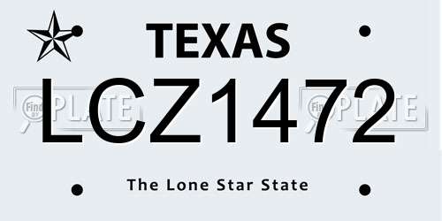 LCZ1472 Texas License Plate