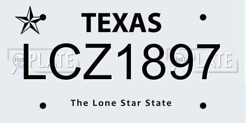LCZ1897 Texas License Plate
