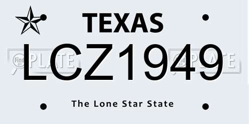 LCZ1949 Texas License Plate