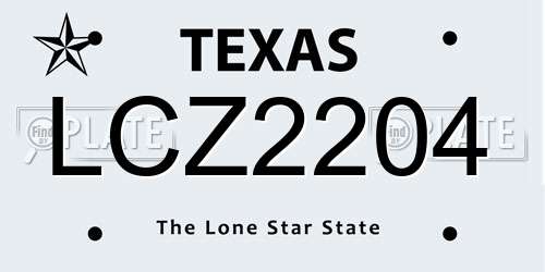 LCZ2204 Texas License Plate