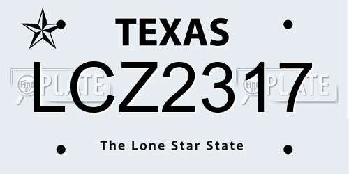 LCZ2317 Texas License Plate