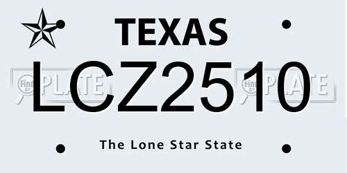 LCZ2510 Texas License Plate