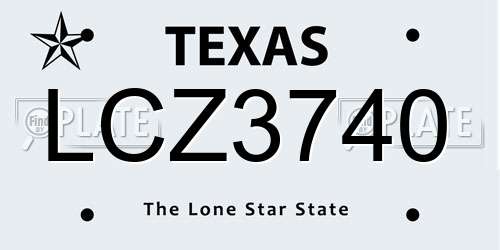 LCZ3740 Texas License Plate