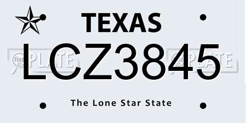 LCZ3845 Texas License Plate