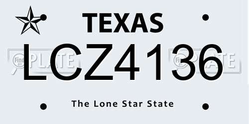 LCZ4136 Texas License Plate