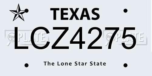 LCZ4275 Texas License Plate