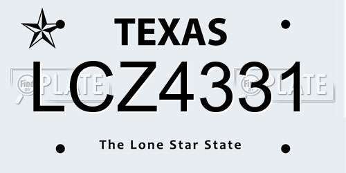 LCZ4331 Texas License Plate