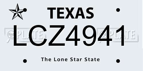 LCZ4941 Texas License Plate