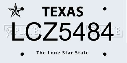 LCZ5484 Texas License Plate