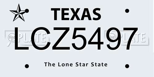 LCZ5497 Texas License Plate