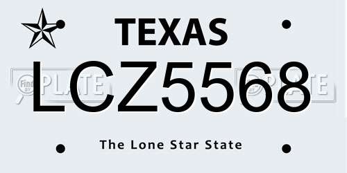 LCZ5568 Texas License Plate