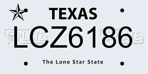 LCZ6186 Texas License Plate