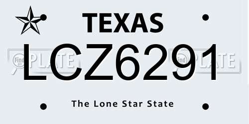 LCZ6291 Texas License Plate