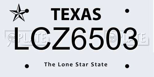 LCZ6503 Texas License Plate