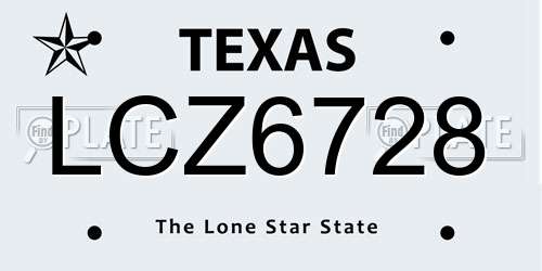 LCZ6728 Texas License Plate