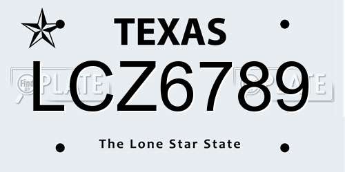 LCZ6789 Texas License Plate