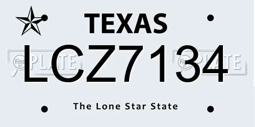 LCZ7134 Texas License Plate