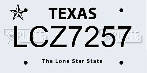 LCZ7257 Texas License Plate