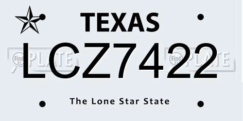 LCZ7422 Texas License Plate