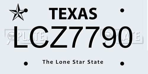 LCZ7790 Texas License Plate
