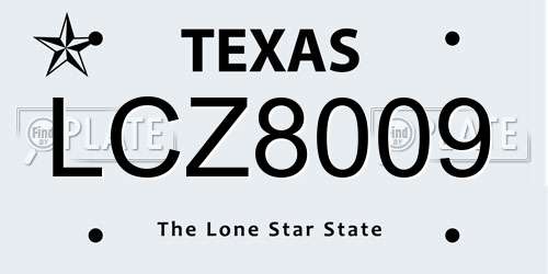 LCZ8009 Texas License Plate