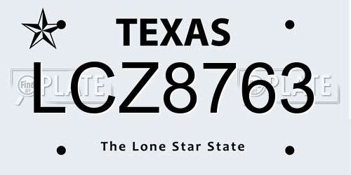 LCZ8763 Texas License Plate