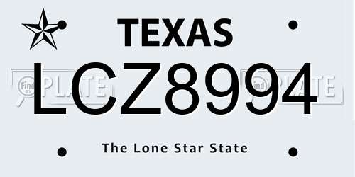 LCZ8994 Texas License Plate