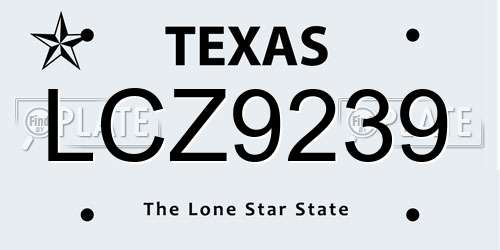 LCZ9239 Texas License Plate
