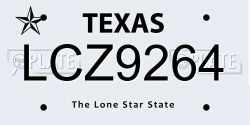 LCZ9264 Texas License Plate