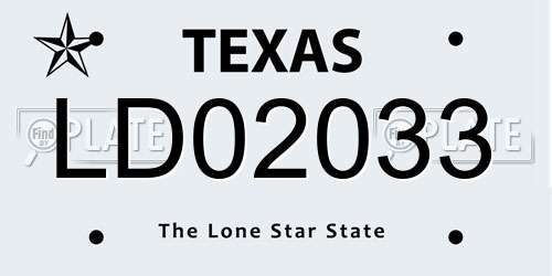 LD02033 Texas License Plate
