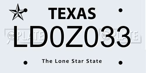 LD0Z033 Texas License Plate