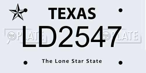 LD2547 Texas License Plate